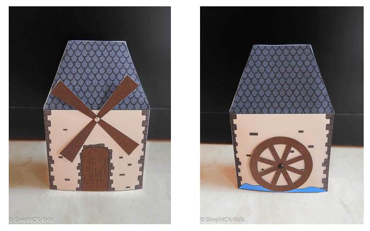 Je construis et colorie un moulin