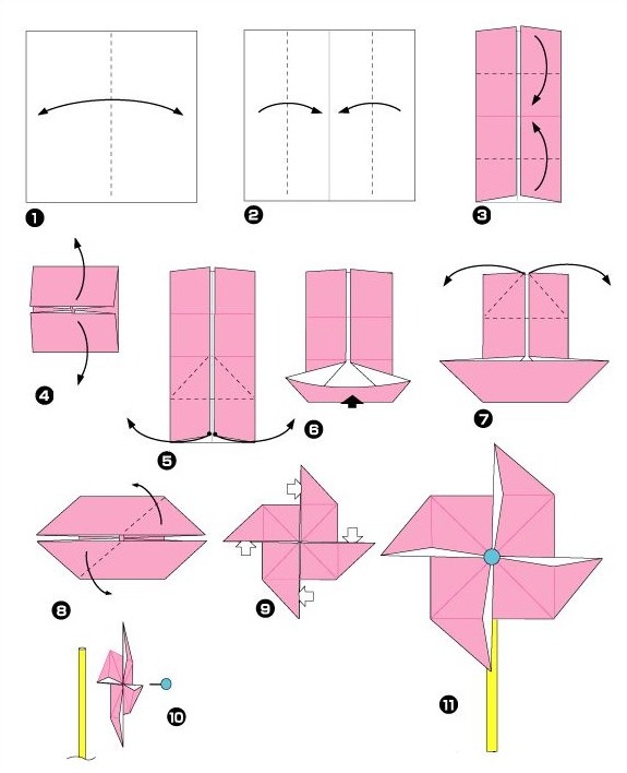 Moulin à vent en Origami